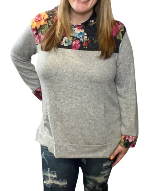 Floral Color Block Hoodie