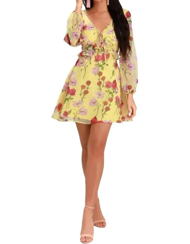 Botanical Bae Floral Print Long Sleeve Dress