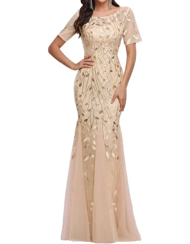 Embroidered Sequin Mermaid Dress
