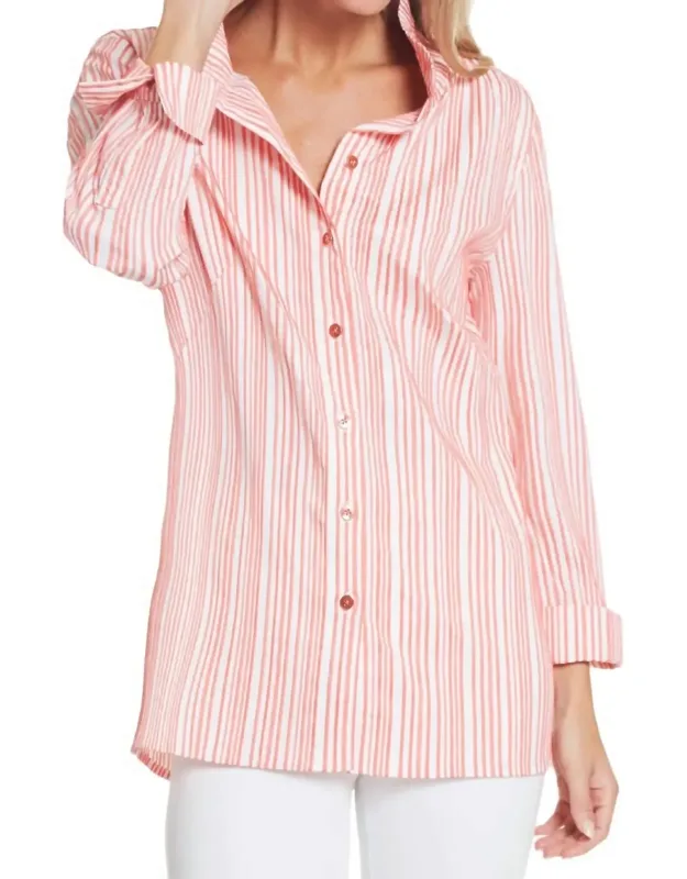 Wire Collar Stripe Blouse