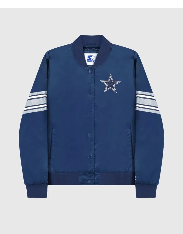Dallas Cowboys Snap Front Striped Sleeve Jacket