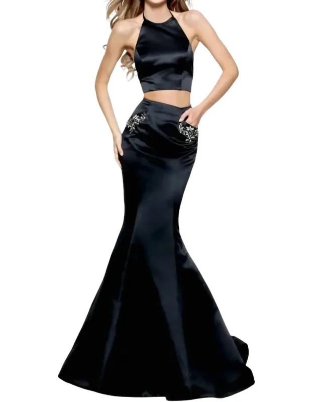 Satin Two-piece Prom Dress