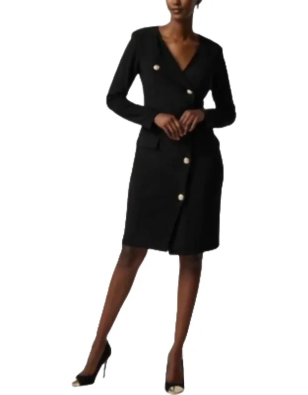Asymmetrical Silky Knit Blazer Dress