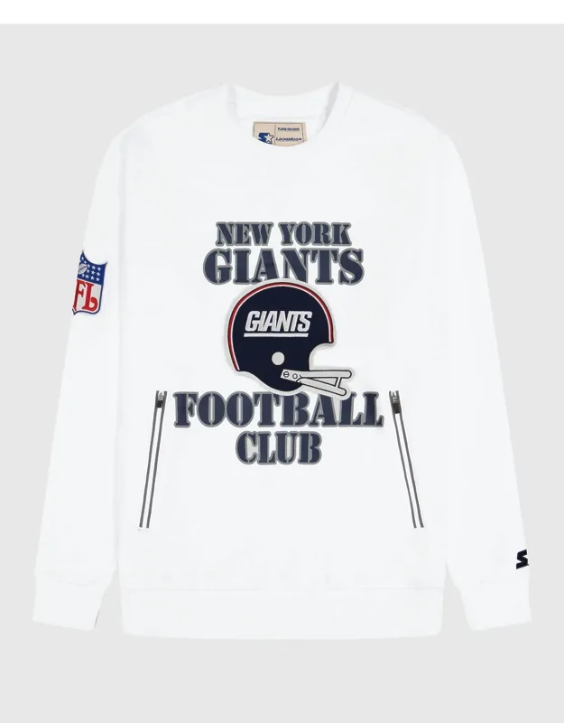 New York Giants Crew Neck Sweatshirt With Zip Pockets