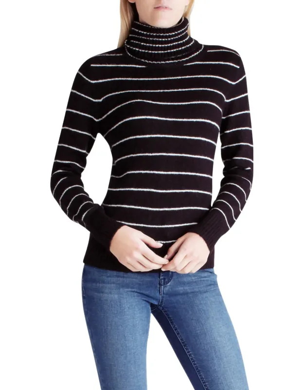 Striped Long Sleeve Turtleneck Sweater