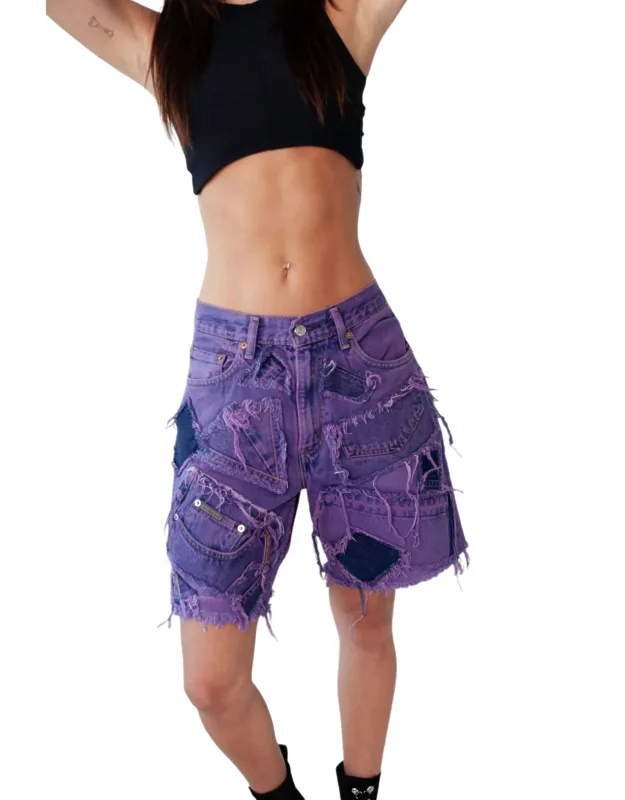 Patched Denim Shorts
