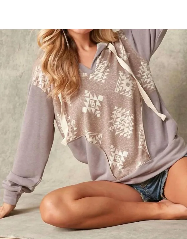 Aztec V-neck Hoodie