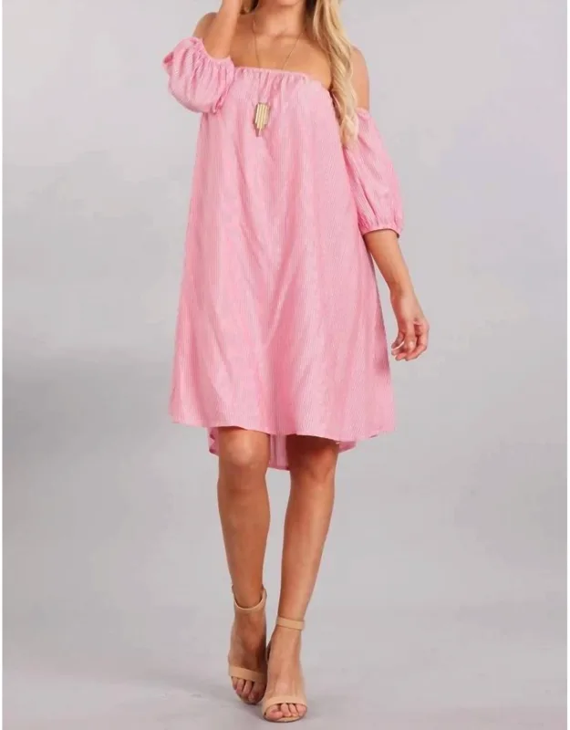 Stripe Off The Shoulder Dress