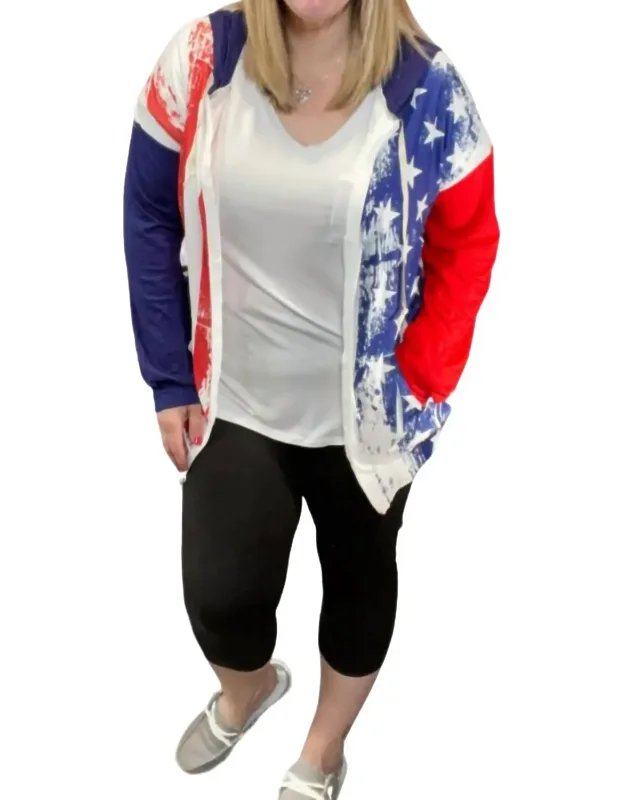 Flag Printed Zip Hoodie
