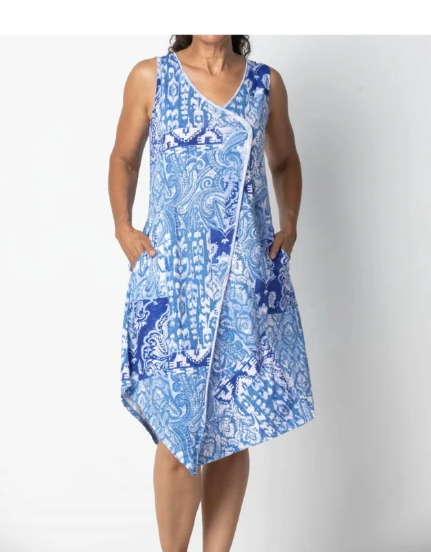 Cotton Paisley Asymmetrical Tank Dress
