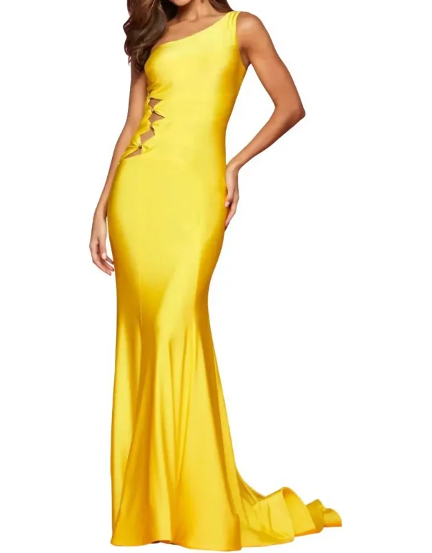 Gathered Cut Out Prom Dress