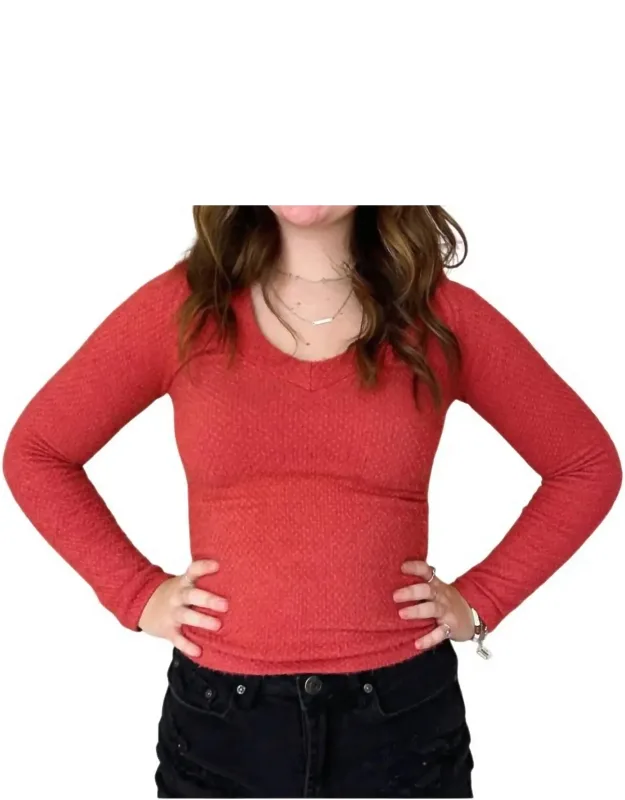 Long Sleeve Furry V Neck Sweater