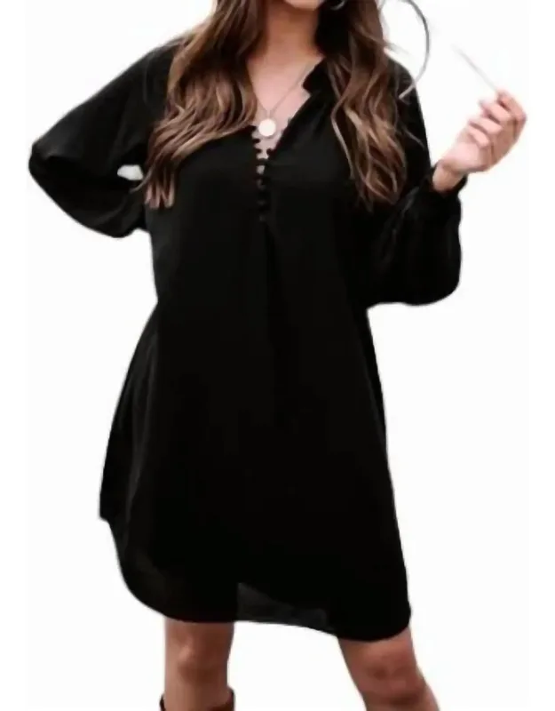 Button Long Sleeve Dress