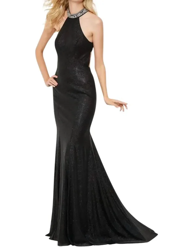 Sequin Halter Prom Dress