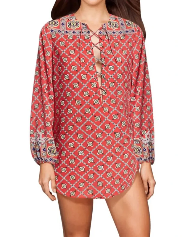 Lace Up Tunic Top
