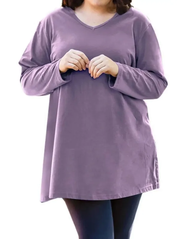 Jersey V-neck Long Sleeve Tunic