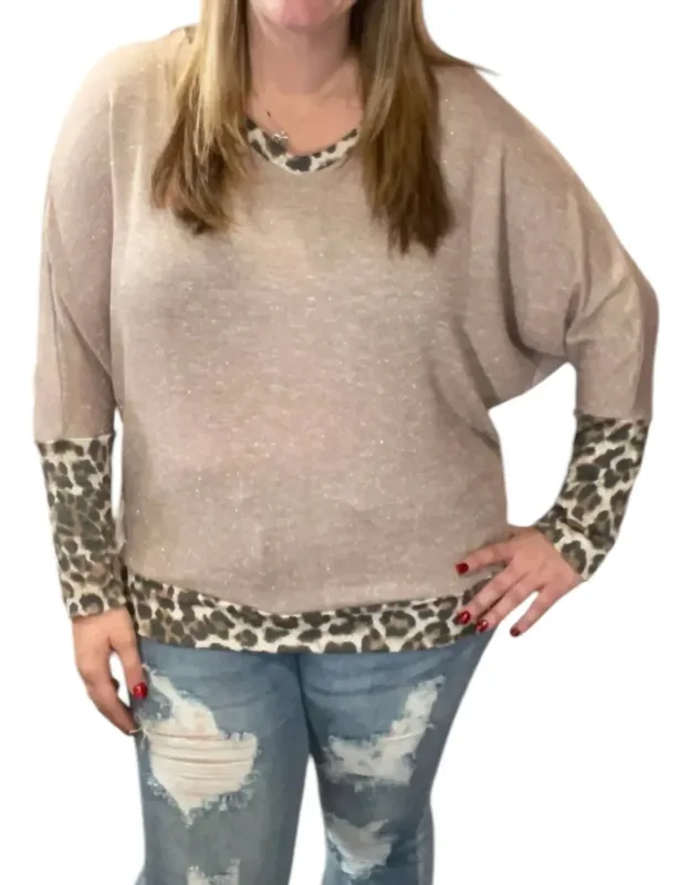 Dolman Tee With Leopard Accents