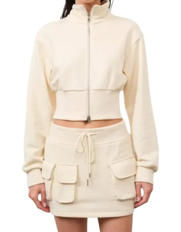 Cropped 2-way Zip Up Jacket