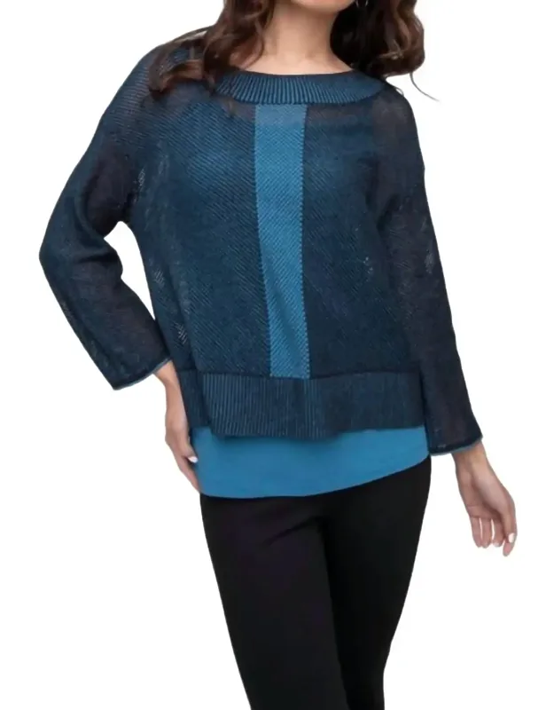 Cropped Mesh Two-tone Topper/sweater