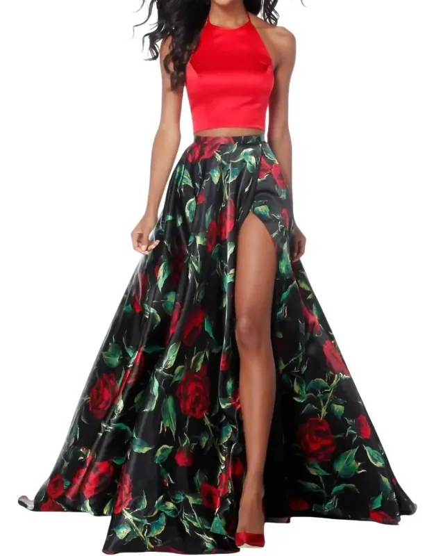 Charmeuse Two-piece Halter Casual Dress
