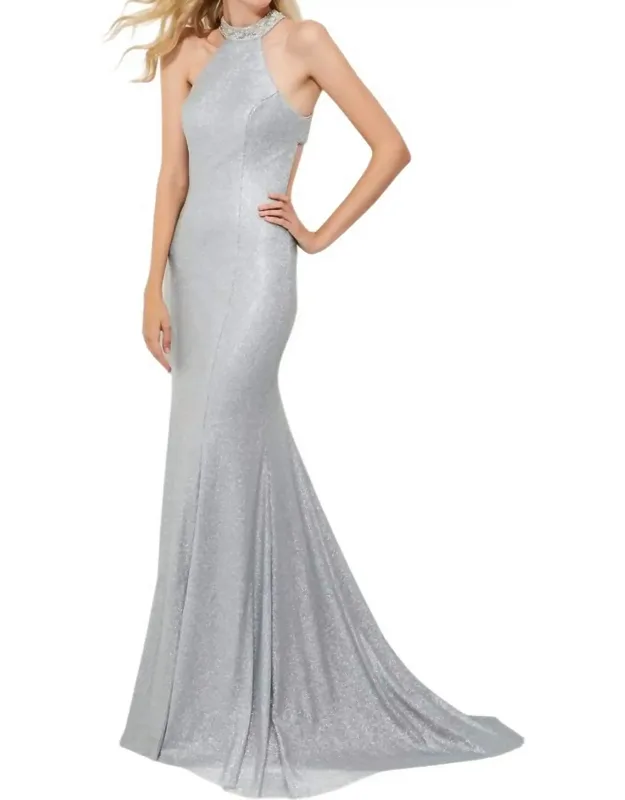 Sequin Halter Prom Dress
