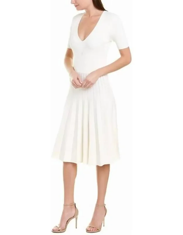 Shiny Viscose V-neck Knit Dress