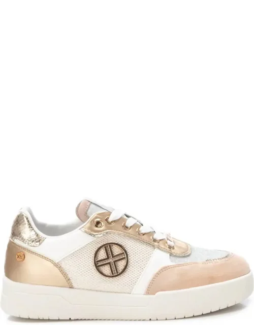 Casual Sneakers In Glitter Textures, Metallic Side Logo