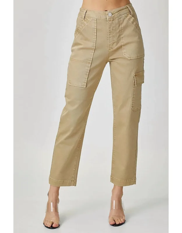 High-rise Sand Cargo Boyfriend Jeans
