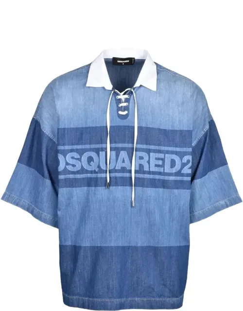 Polo Shirt - Boxy Fit With Lace-up Detail