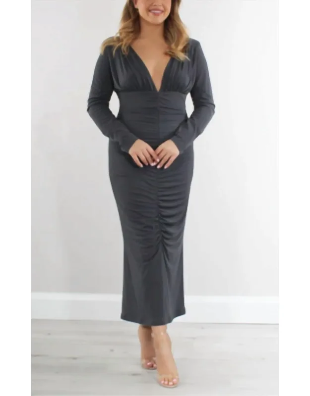 V-neck Ruched Dress