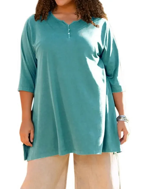 Jersey Henley 3/4 Sleeve Tunic