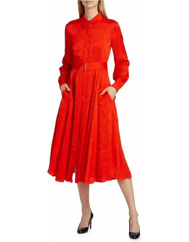Pleated Shirtdress With Belt