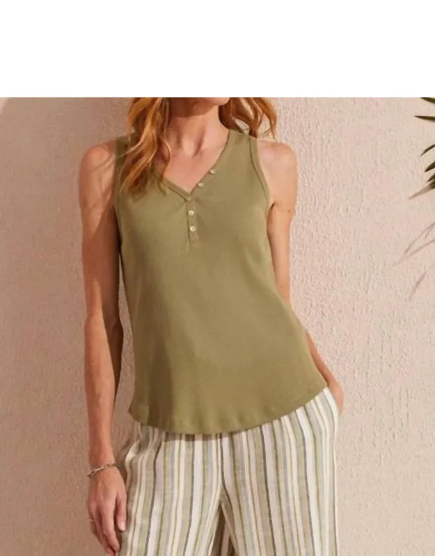 Henley Tank Top With Buttons