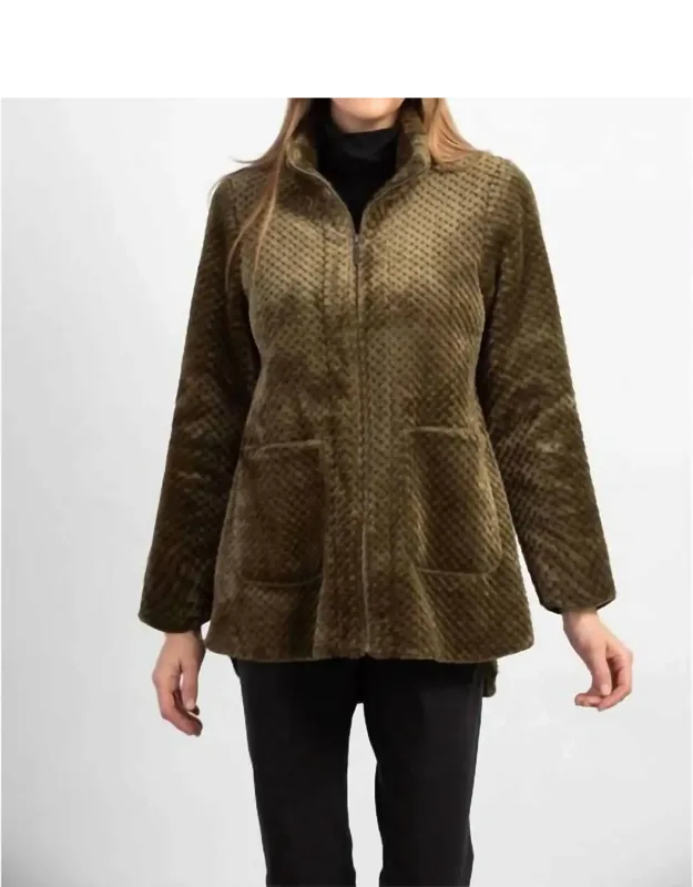 Zip Front Sherpa Car Coat