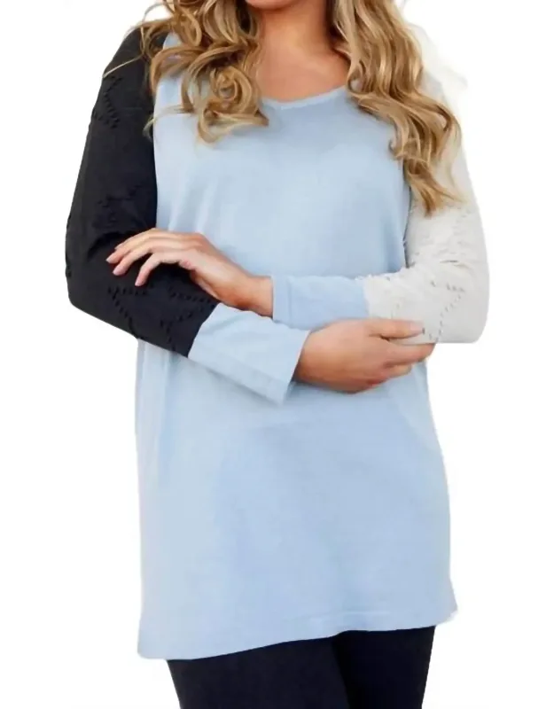 Color Block V-neck Pullover