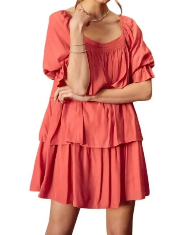 Puff Sleeve Tiered Mini Dress