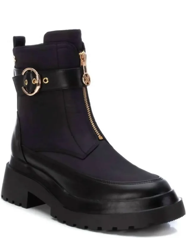 Front Zip Biker Boots
