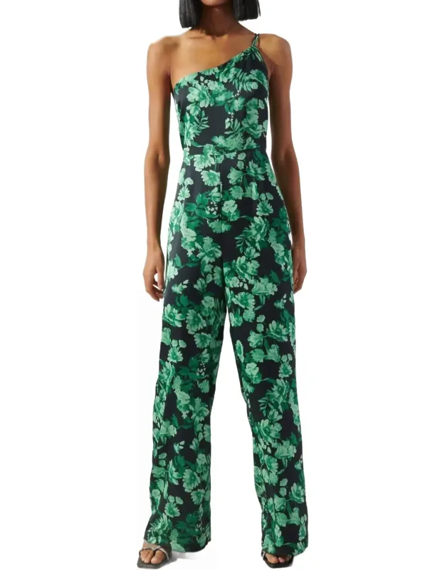 Bonnita One Shoulder Le Disko Satin Jumpsuit