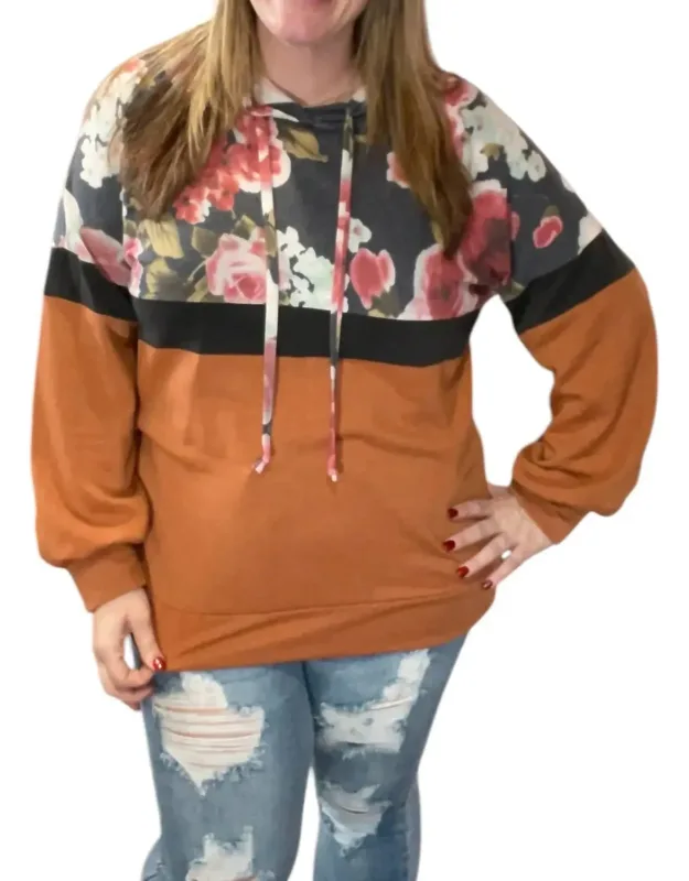Floral Color Block Hoodie
