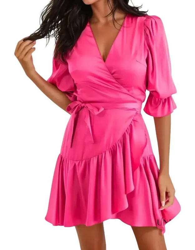 Satin Wrap Mini Dress