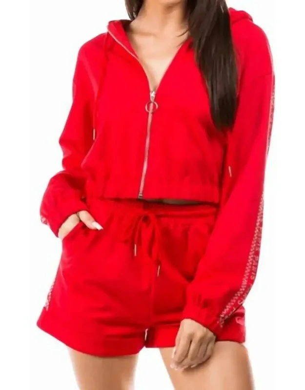 Line In Paris Long Sleeve Hoodie And Short Set