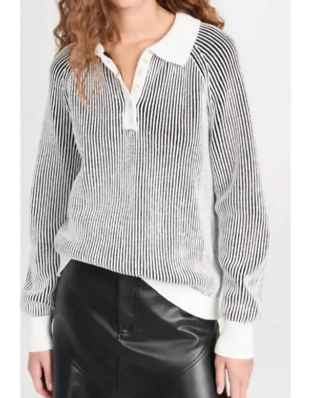 Plaited Johnny Collar Pullover