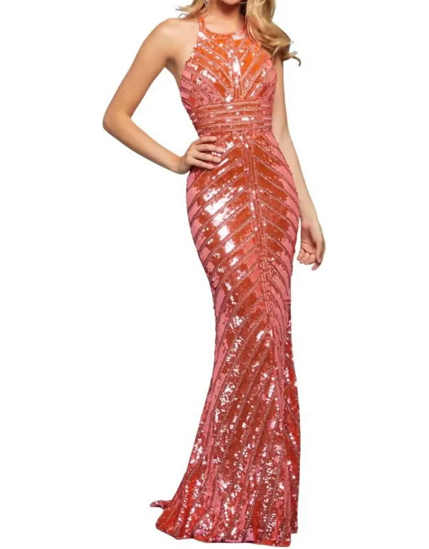 Beaded Column Prom Dress