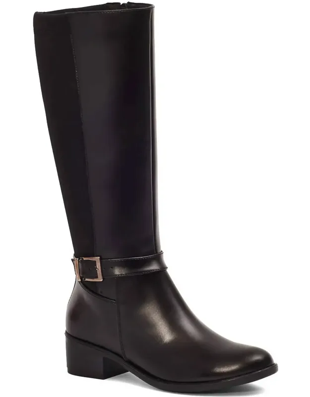 Tall Riding Boots With Block Heel And Side Zipper