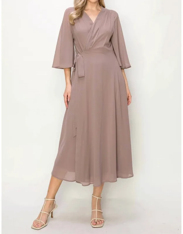 Wrap Knit V Neck Midi Dress
