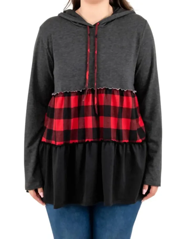 Tiered Babydoll Hoodie Top