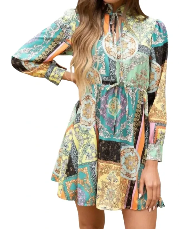 Ilaria High Neck Empire Waist Dress