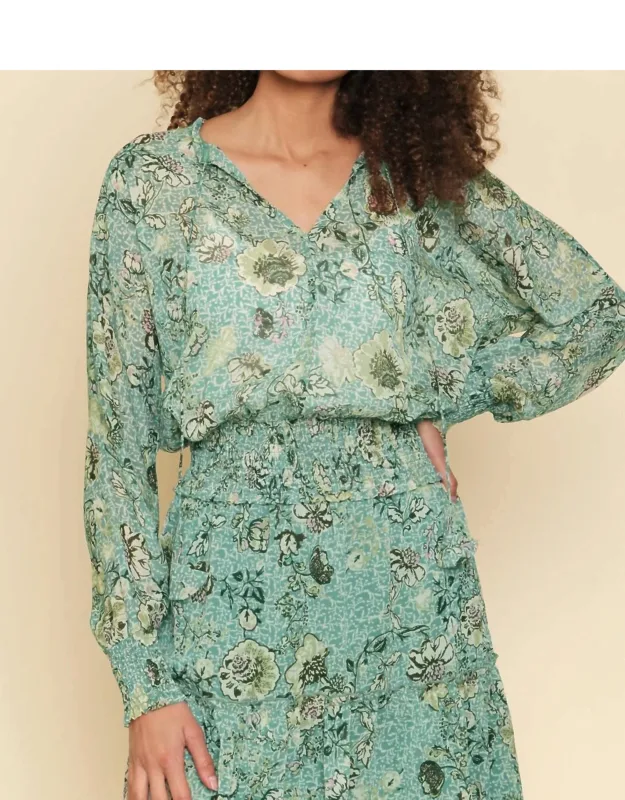 Smocked Bottom Peasant Chiffon Blouse