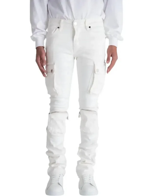 Never Look Back Cargo Flare Stack Denim Jeans