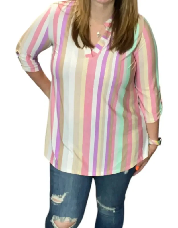 Pastel Stripe Tunic Top